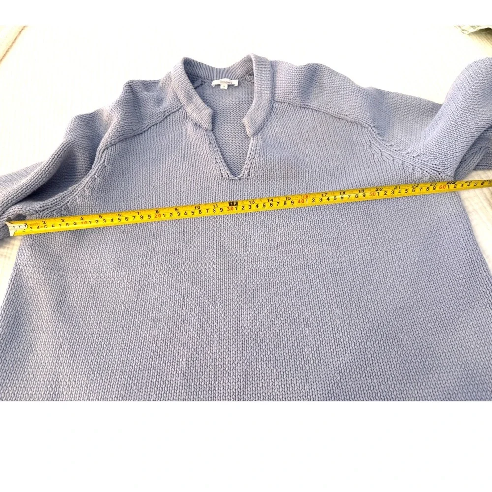 Haven Well Within Light Blue Notch V-Neck Organic Cotton Shaker Knit Sweater XXL - Picture 7 of 9